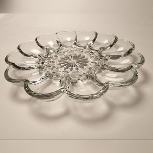 Vintage Anchor Hocking Deviled Egg Clear Glass Sectioned Serving Dish